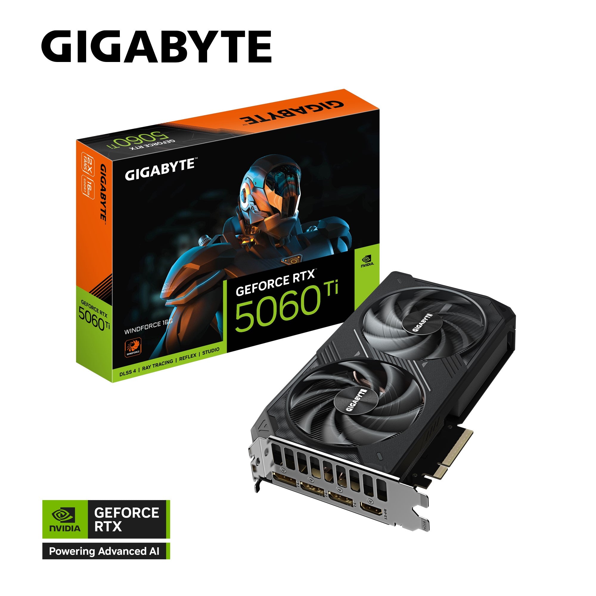 Gigabyte GeForce RTX 5060 Ti WINDFORCE 16G, 2572 MHz, CUDA TBD, 28 Gbps, GDDR7, 128 bit, PCI-E 5.0, PSU 650W, DisplayPort 2.1b *3 HDMI 2.1b *1 Gigabyte GeForce RTX 5060 Ti WINDFORCE 16G, 2572 MHz, CUDA TBD, 28 Gbps, GDDR7, 128 bit, PCI-E 5.0, PSU 650W, DisplayPort 2.1b *3 HDMI 2.1b *1